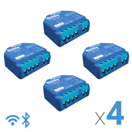 pachet de 4 relee inteligente shelly plus 1 - 1 canal, wifi, control aplicatie, compatibil amazon alexa, google assistant si hom