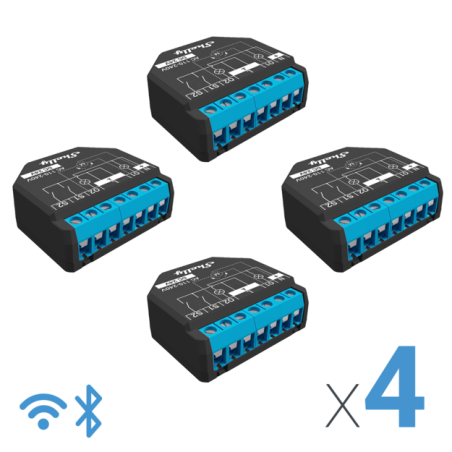 pachet de 4 relee inteligente shelly plus 2pm - 2canale cu contor de energie, wifi, control aplicatie, compatibil amazon alexa, 