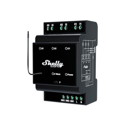 releu inteligent shelly qubino wave pro 3, 16a, 3 canale, contacte uscate, z-wave