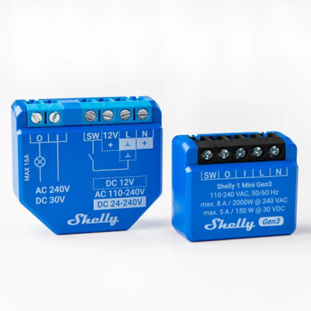 pachet de 2 relee shelly mini 1 gen3, 1 canal, 8a