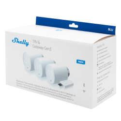 pachet de 3 valve termostatice pentru calorifer shelly blu trv, cu hub bluetooth inclus in pachet