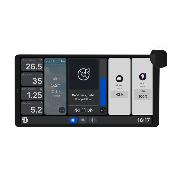 display smart cu intrerupator integrat shelly wall display x 2 silver, ecran 6.95   , integrare nativa home assistant