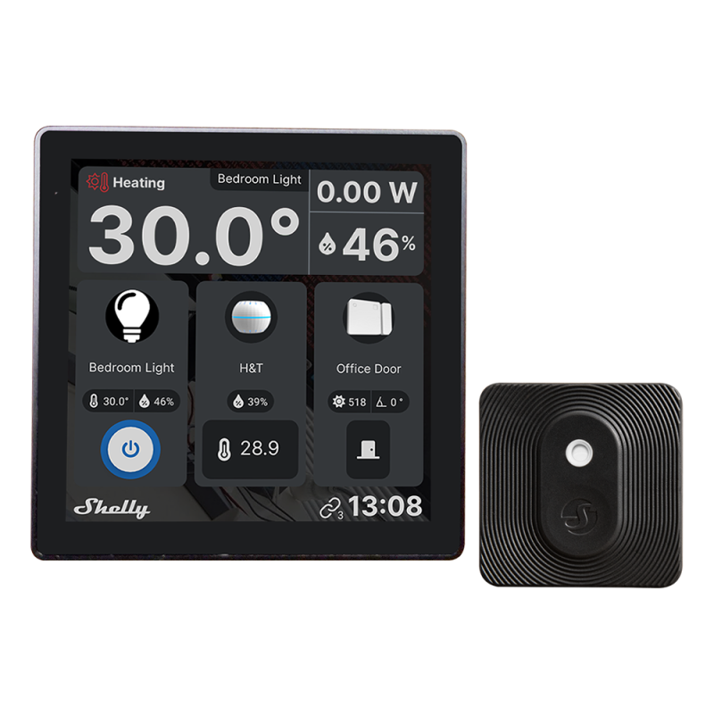 intrerupator smart cu touchscreen shelly wall display, wi-fi, negru bluethooth + ht black
