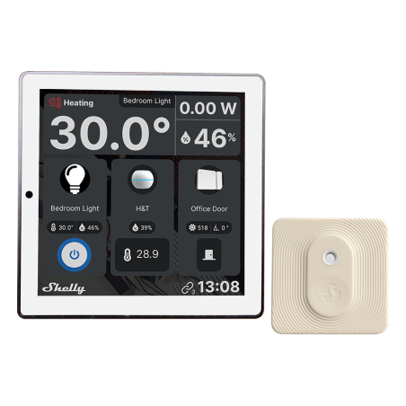 intrerupator smart cu touchscreen shelly wall display, alb, wi-fi, bluethooth + blu ht