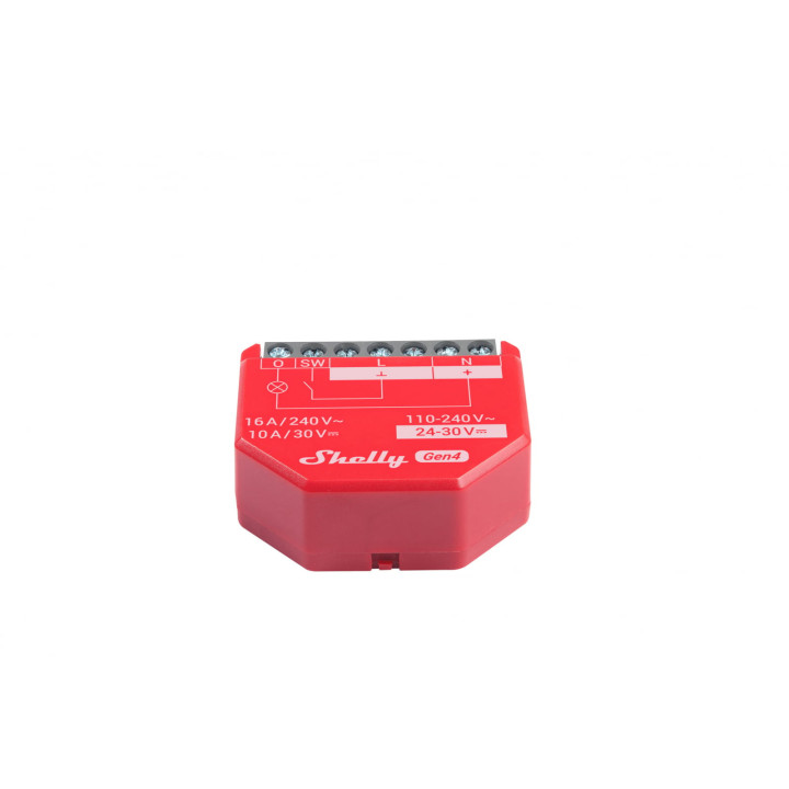 releu inteligent shelly 1pm gen4, 1 canal, 16a, monitorizare consum, multiprotocol (wifi, bluetooth, matter, zigbee) , integrare