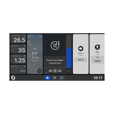 display smart cu intrerupator integrat shelly wall display x 2 negru, ecran 6.95   , integrare nativa home assistant - shelly