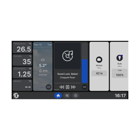 display smart cu intrerupator integrat shelly wall display x 2 negru, ecran 6.95   , integrare nativa home assistant - shelly
