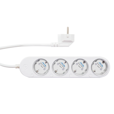 shelly power strip 4 gen4 alb ,   prelungitor inteligent cu 4 prize si masurare consum