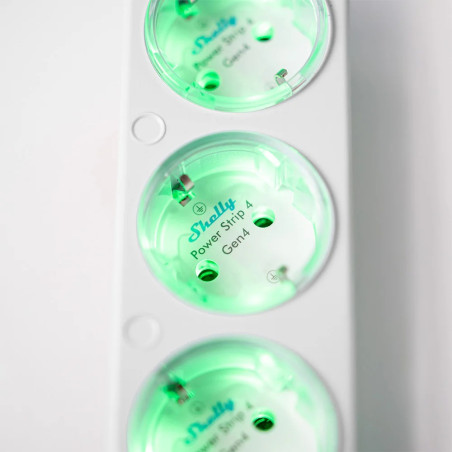 shelly power strip 4 gen4 alb ,   prelungitor inteligent cu 4 prize si masurare consum
