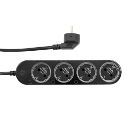 shelly power strip 4 gen4 negru , prelungitor inteligent cu 4 prize si masurare consum