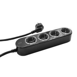 shelly power strip 4 gen4 negru ,   prelungitor inteligent cu 4 prize si masurare consum