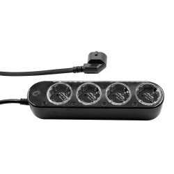 shelly power strip 4 gen4 negru ,   prelungitor inteligent cu 4 prize si masurare consum