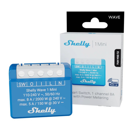shelly wave 1 mini lr ,   releu inteligent z-wave long range pentru control automatizat