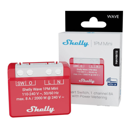 shelly wave 1pm mini lr ,   releu inteligent z-wave long range cu masurare consum