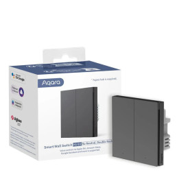 intrerupator inteligent aqara h1 double rocker, nu necesita nul, 2 canale, zigbee, gri (ws-euk02-g)