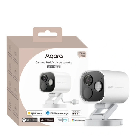 camera inteligenta aqara hub g5 pro, poe, alba cu hub zigbee incorporat