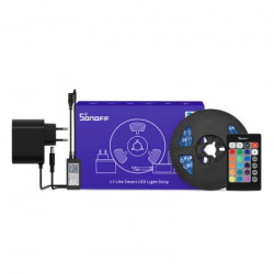 banda led rgb inteligenta sonoff l2-lite, wi-fi, bluetooth, telecomanda, sincronizare muzica, lumina colorata, 5m,sincronizare m