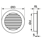 grila ventilatie rotunda o200mm, exterior o225mm, aluminiu