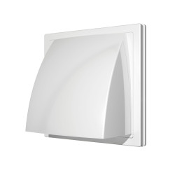 grila ventilatie o100mm patrata cu clapeta antiretur, exterior 150x150, asa plastic alb