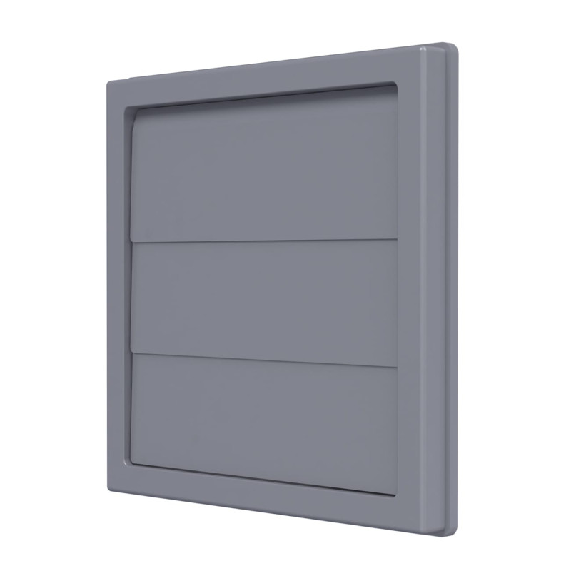 grila ventilatie patrata cu clapeta antiretur, diametru o125mm, exterior 150x150, asa plastic grey