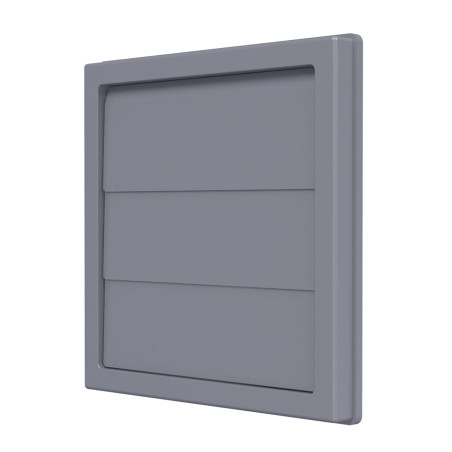 grila ventilatie patrata cu clapeta antiretur, diametru o125mm, exterior 150x150, asa plastic grey