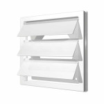 grila ventilatie o100mm patrata cu lamele gravitationale, exterior 150x150, asa plastic alb
