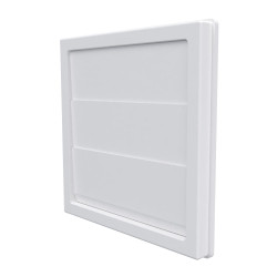 grila ventilatie o100mm patrata cu lamele gravitationale, exterior 150x150, asa plastic alb