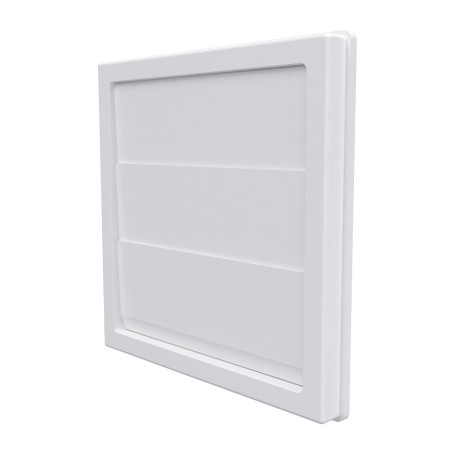 grila ventilatie o100mm patrata cu lamele gravitationale, exterior 150x150, asa plastic alb