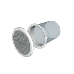 grila ventilatie rotunda design o100mm, exterior o143mm, plastic alb