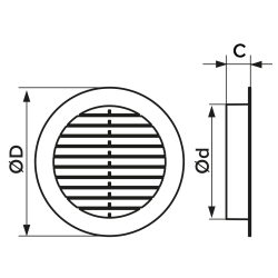 grila ventilatie rotunda o100mm, exterior o130mm, asa plastic brown