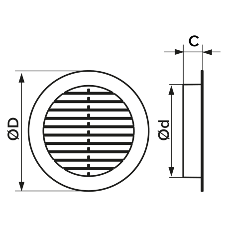 grila ventilatie rotunda o100mm, exterior o130mm, asa plastic terracotta