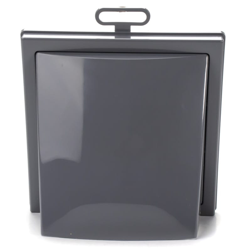 grila ventilatie o125 patrata 150x150 cu flansa si clapeta antiretur, grey