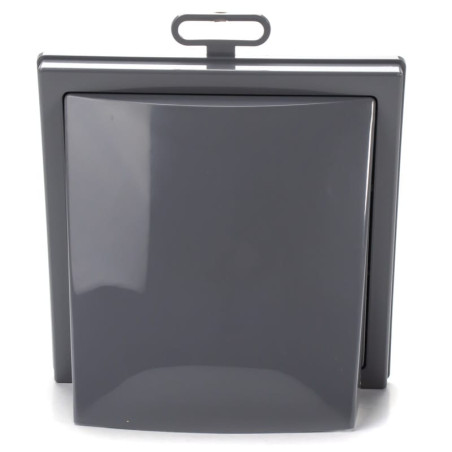 grila ventilatie o125 patrata 150x150 cu flansa si clapeta antiretur, grey