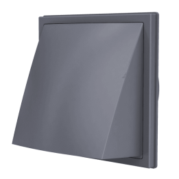 grila ventilatie o100mm patrata cu clapeta antiretur, exterior, 150x150, asa plastic, gray
