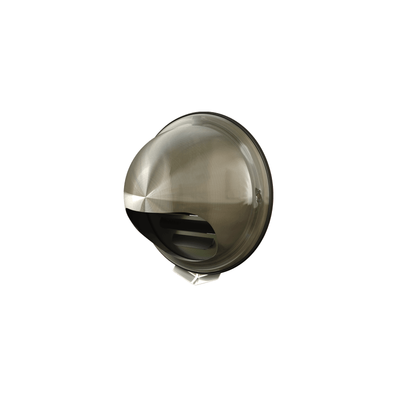 grila ventilatie o150 cu protectie ploaie si plasa antiinsecte, metal, gri