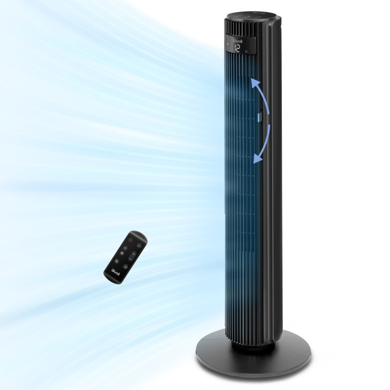 resigilat! ventilator turn levoit, 107,6cm, 12 viteze, 4 moduri de functionare, foarte silentios, telecomanda, negru