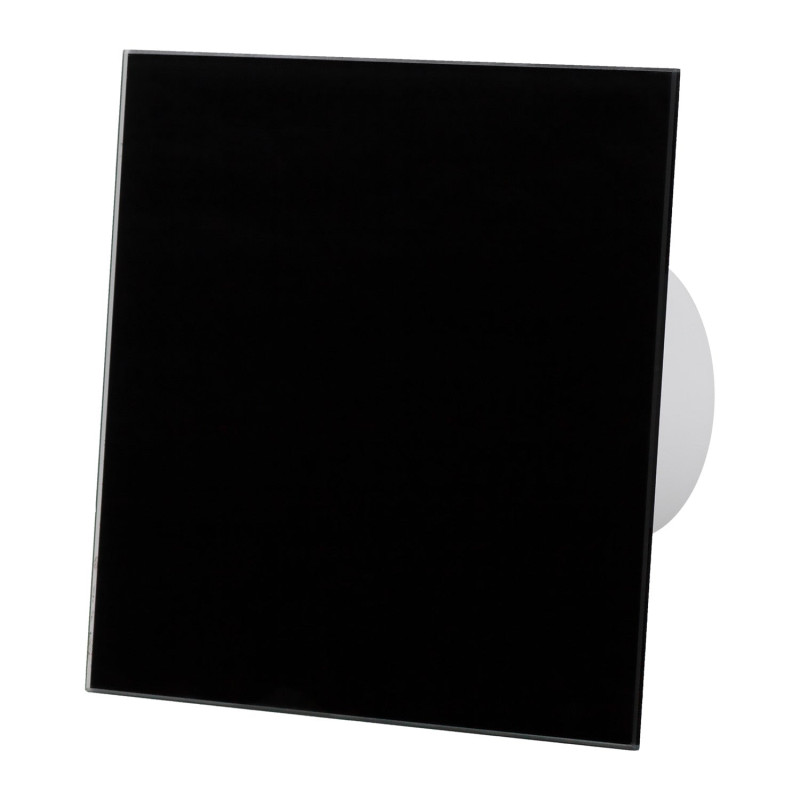 ventilator baie drim o100 s, super silent, debit 93 m3/h, panou sticla schimbabil, clapeta antiretur, garantie 2 ani, black neg