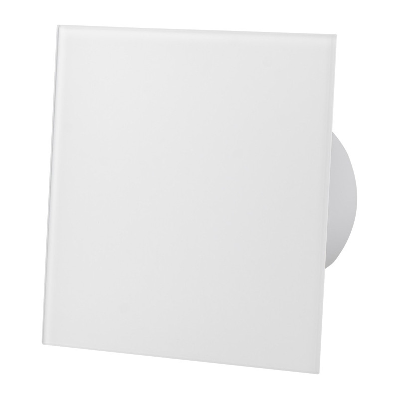 ventilator baie drim o125 s, super silent, debit 140 m3/h, panou sticla schimbabil, clapeta antiretur, garantie 2 ani, alb