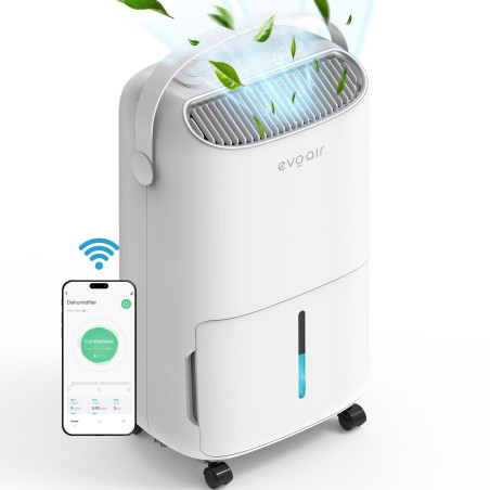 dezumidificator evoair, novadry 16 smart, 16l/24h, senzor de umiditate, functie ionizare, uscare rufe, rezervor 2.5l, lampa uvc,