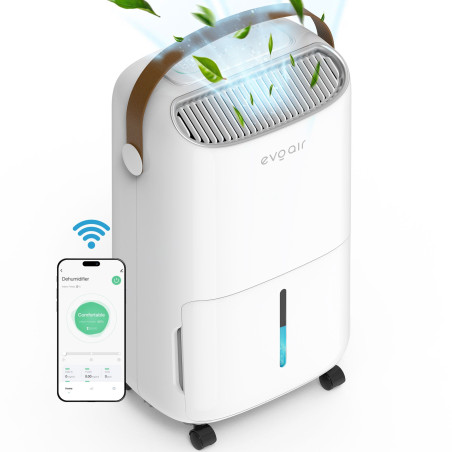 dezumidificator evoair, novadry 16 smart, 16l/24h, senzor de umiditate, functie ionizare, uscare rufe, rezervor 2.5l, lampa uvc,