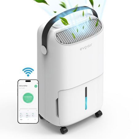 dezumidificator evoair, novadry 16 smart, 16l/24h, senzor de umiditate, functie ionizare, uscare rufe, rezervor 2.5l, lampa uvc,