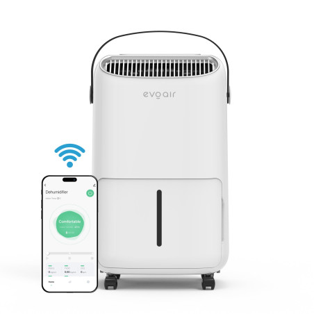 dezumidificator evoair, novadry 16 smart, 16l/24h, senzor de umiditate, functie ionizare, uscare rufe, rezervor 2.5l, lampa uvc,