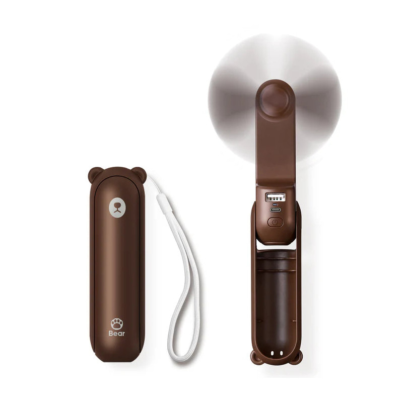 ventilator portabil de mana jisulife, life8, autonomie 12-21h, baterie 2000mah, functie power bank, lanterna led, design pli