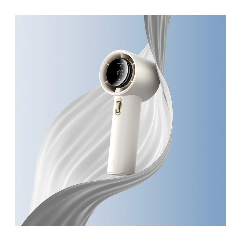 ventilator portabil de mana jisulife pro1, autonomie 2-12h, baterie 3600mah, 100 viteze, incarcare rapida, afisaj led, alb