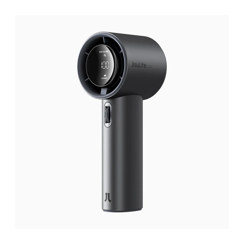 ventilator portabil de mana jisulife pro1s, autonomie 3-15h, baterie 5000mah, 100 viteze, incarcare rapida, afisaj led, gr