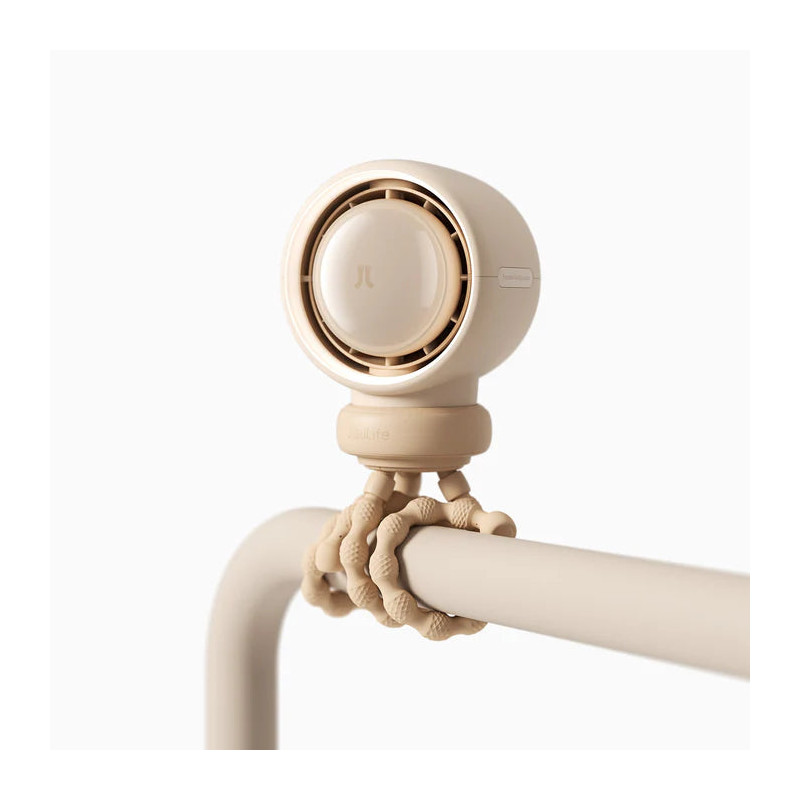 ventilator portabil pentru carucior jisulife, life 2, autonomie 2-11.5h, baterie 4000mah, 5 viteze, incarcare rapida, bej