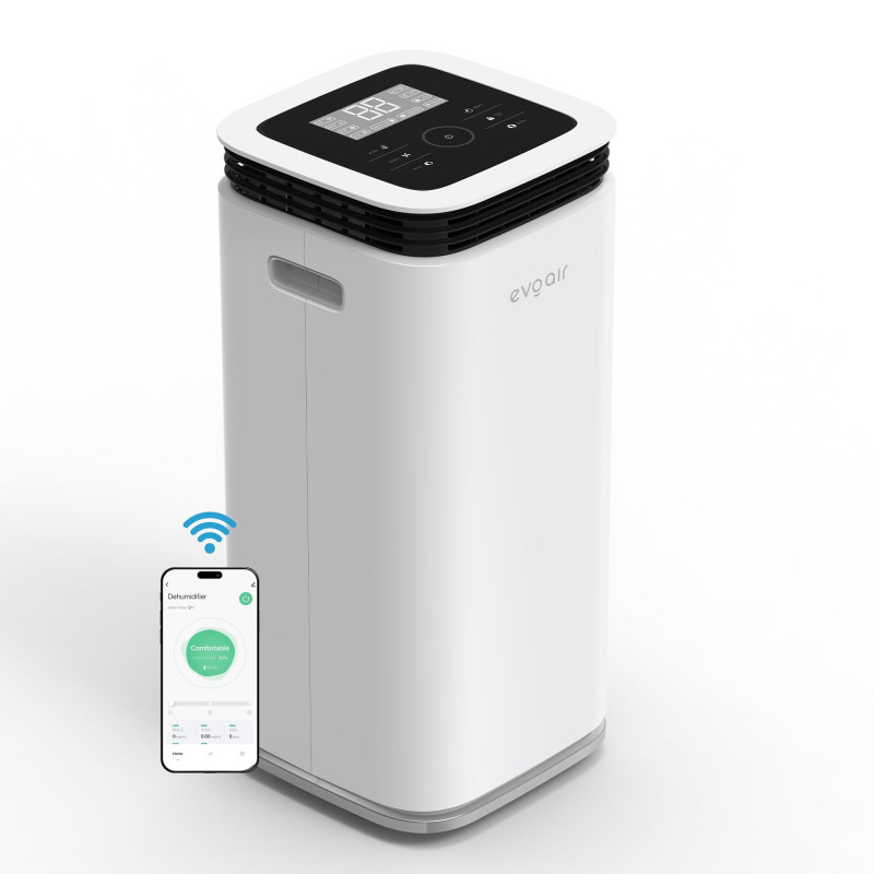 resigilat! dezumidificator evoair, flexidry 22 smart, 22l/24h senzor de umiditate, functie ionizare, uscare rufe, rezervor 4.5l,