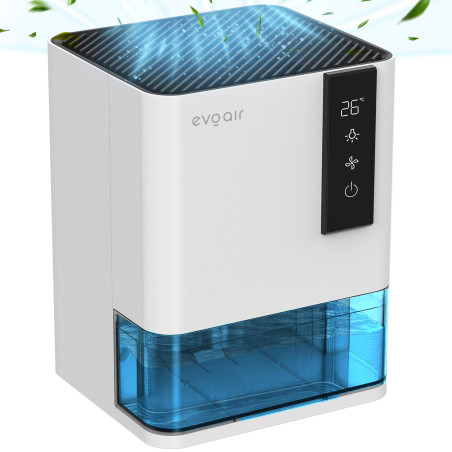 dezumidificator evoair hidry, 700ml/24h, senzor de umiditate/temperatura, lumina ambientala in 7 culori, rezervor 1l, 2 viteze, 