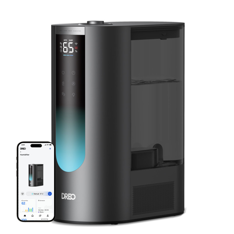 umidificator aer dreo 813s smart, rezervor 6l, 500ml/h, ceata calda si rece, 3 trepte umidificare, senzor umiditate, indicat