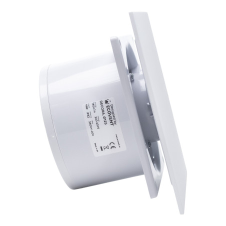 ventilator de baie ecovent decora, o125, super silent, panou plexiglas schimbabil, clapeta antiretur, debit 140 m3/h, garanti